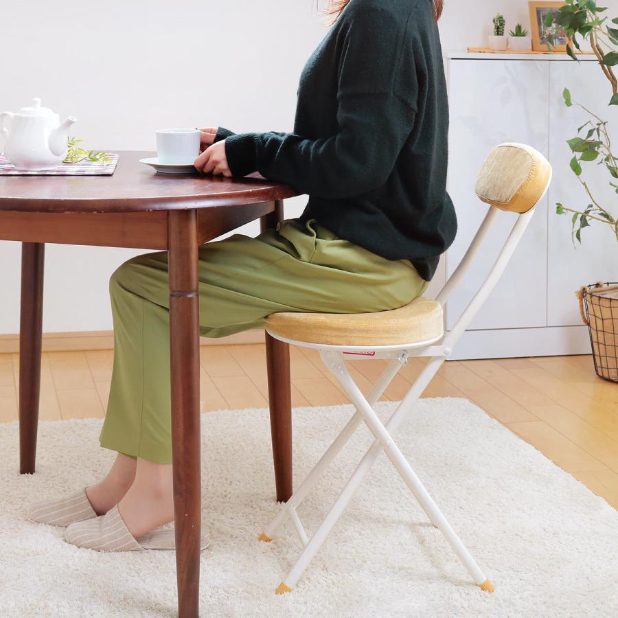 東谷 折りたたみ椅子 座面高47cm クッション 背もたれ チェア