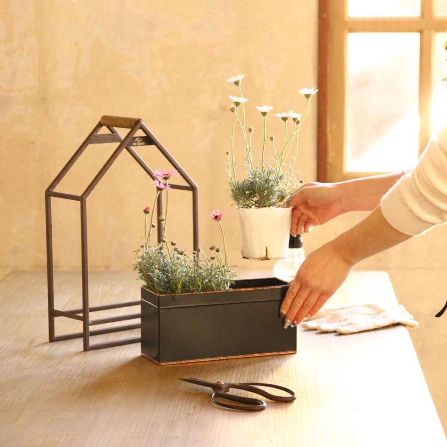 送料無料 ガーデニング お洒落 ハンドルポットlサイズ ブリキ 雑貨 ブラック Noir アンティーク調