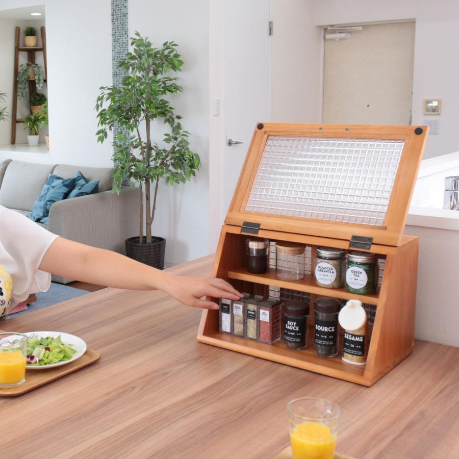 ブレッドケース Showcase 木製 幅40cm 高さ25cm （ キッチン 収納 パン