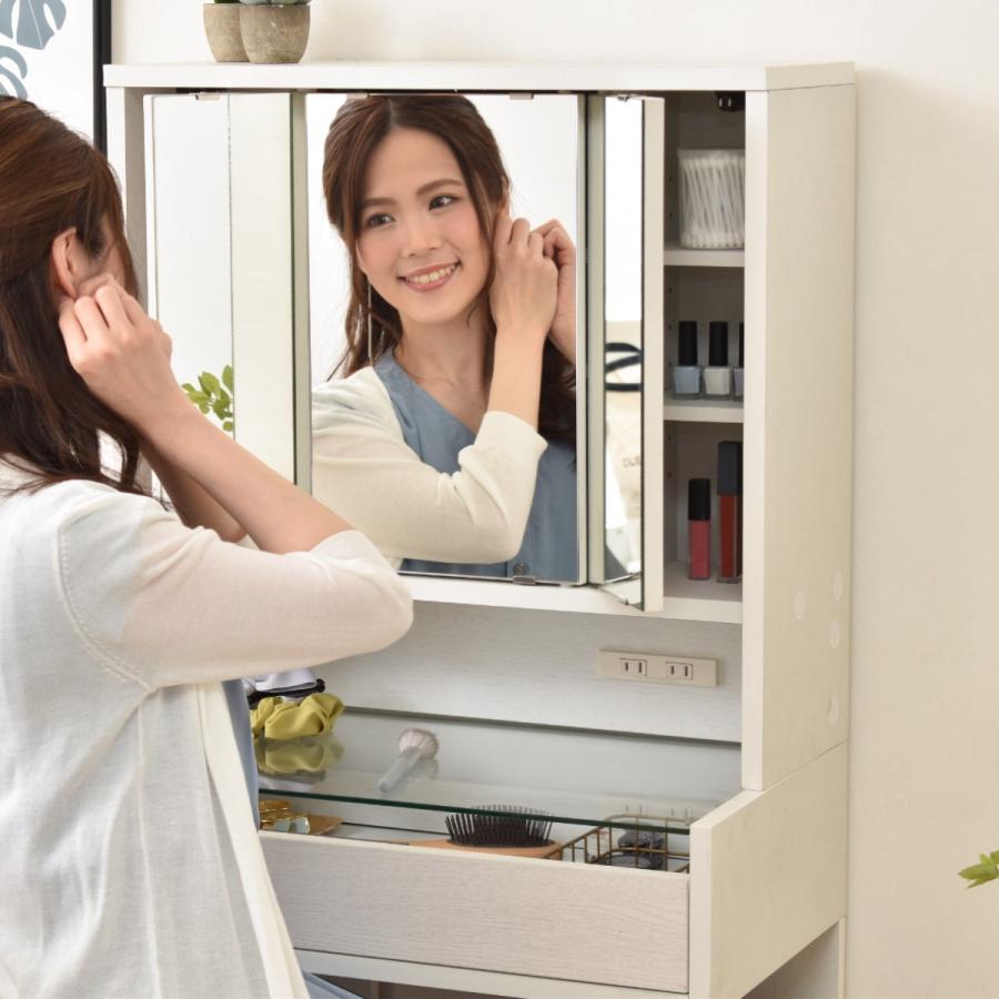 三面鏡 鏡のみ 卓上ミラー 幅60cm ドレッサー （ 単品 デスクなし 大型