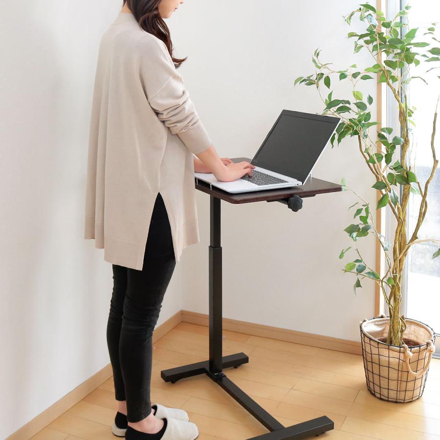 サイドテーブル 高さ63〜82.5cm 高さ調節 角度調整 昇降 木目調