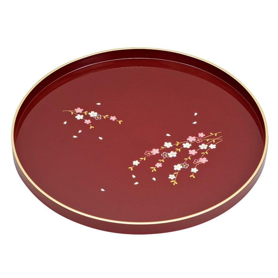 330円 ネット限定 お盆 27cm 丸盆 溜 花さくら プラスチック トレー トレイ 丸 丸型 キッチン用品