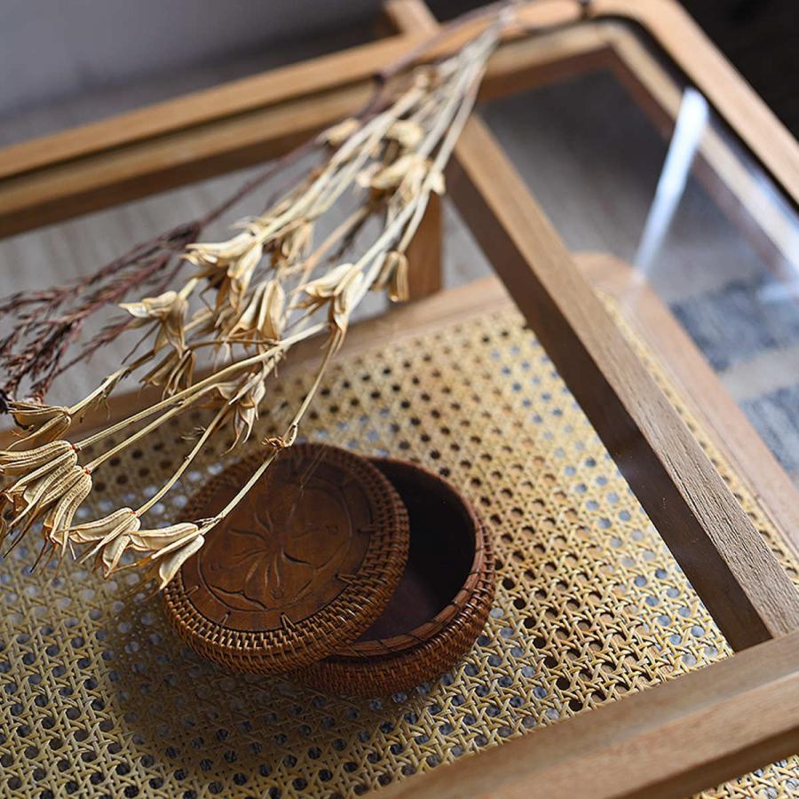 センターテーブル ラタン チーク無垢材 KAGOME 100cm幅 （ ロー