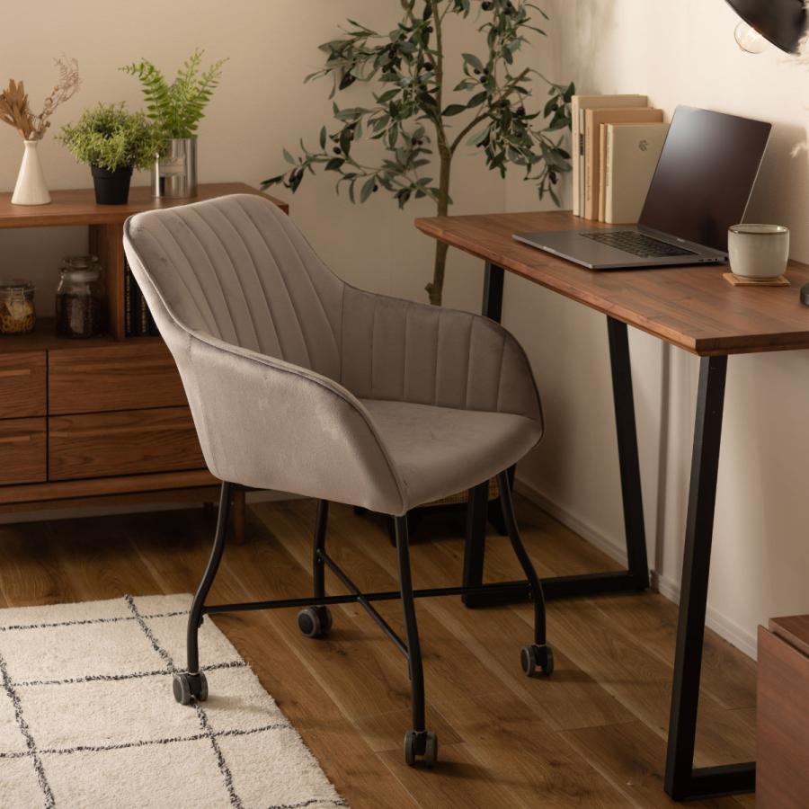 東谷 チェア 2脚セット 座面高46cm キャスター付き ベロア 肘掛け