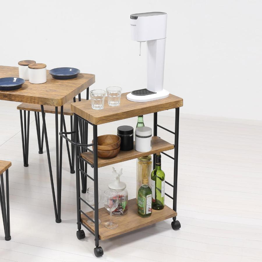 クロシオ キッチンワゴン 3段 ヴィンテージ調 幅62cm （ 天板付き