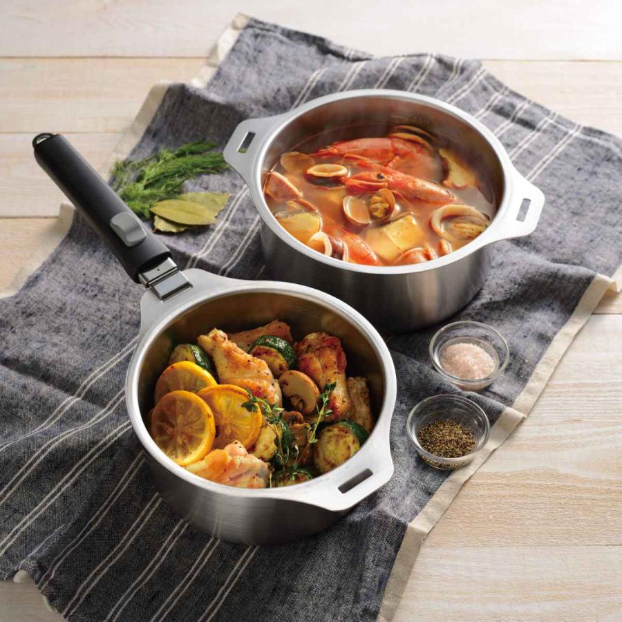 和平フレイズ 鍋5点セット IH対応 蓋付き 着脱式ハンドル付き 蒸し台