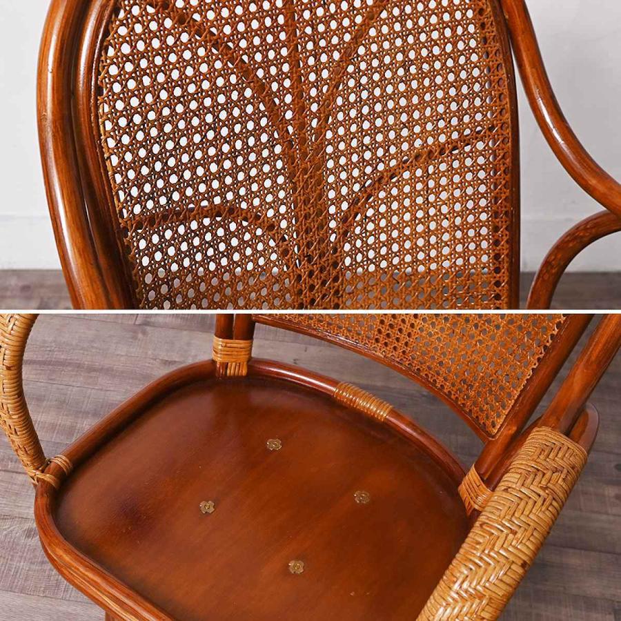 ꧁籐家具꧂クッション付ラタン座椅子 昭和レトロ メッシュバック いす イス 椅子 籐家具꧂クッション付ラタン座椅子 昭和レトロ メッシュバック いす