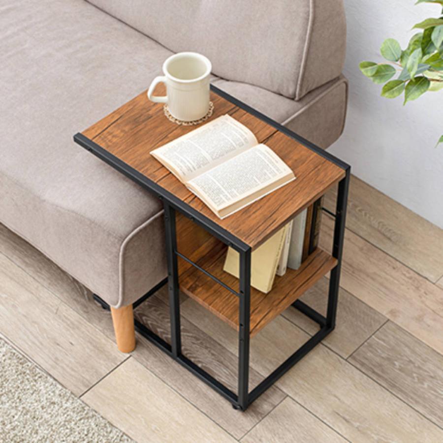 HAGiHARA（萩原） サイドテーブル 2WAY 高さ50cm 木目調 コの字