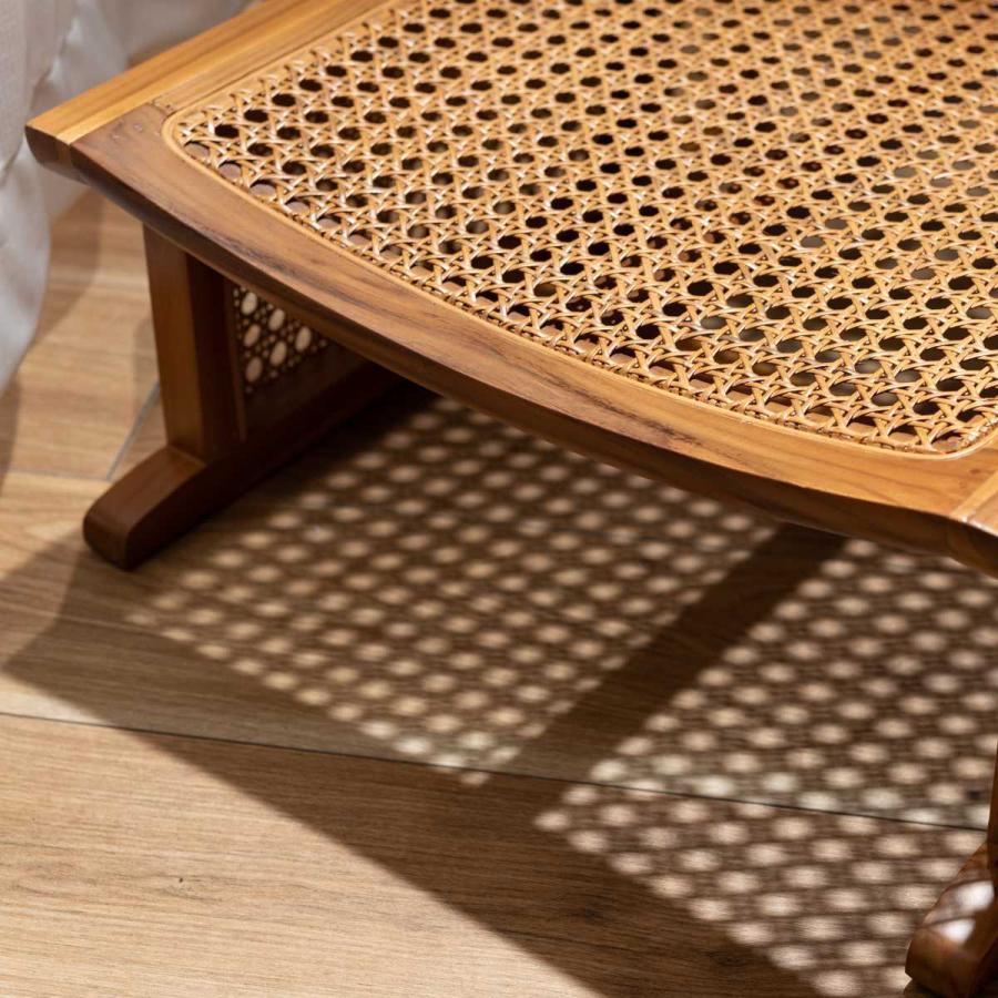 座椅子　天然木 タック Vita 天然籐 リクライニング回転座椅子 ミドル TAN-230M