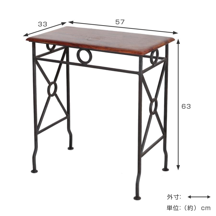 ネストテーブル ミドル 幅57cm 木製 アイアン （ サイドテーブル ナイトテーブル テーブル ディスプレイ 台 什器 天然木 ）｜interior-palette｜02
