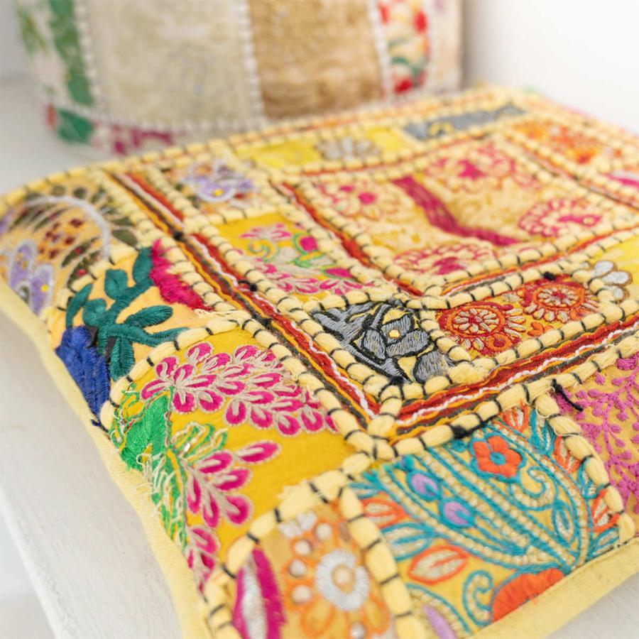 チェアパッド カンバディアパッチ SQチェアパッド 33×33cm 四角 （ クッション 椅子 インド 布 刺繍 パッチワーク 古布 シートクッション おしゃれ 座布団 ）｜interior-palette｜12