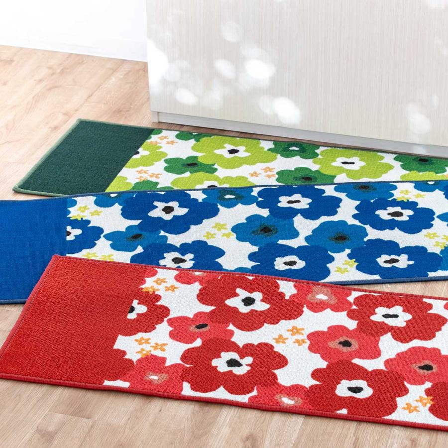 キッチンマット 花柄 北欧フラワープリントキッチンマット 45×240cm