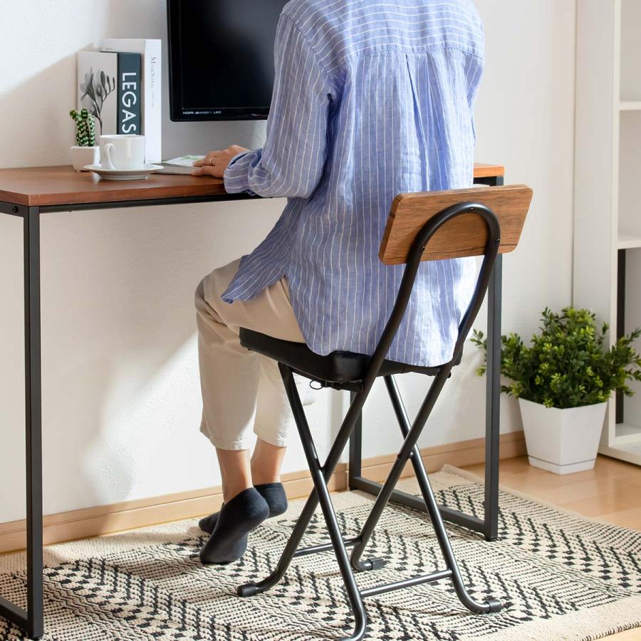 永井興産 折りたたみ椅子 ヴィンテージクッションチェア 木目調 完成品