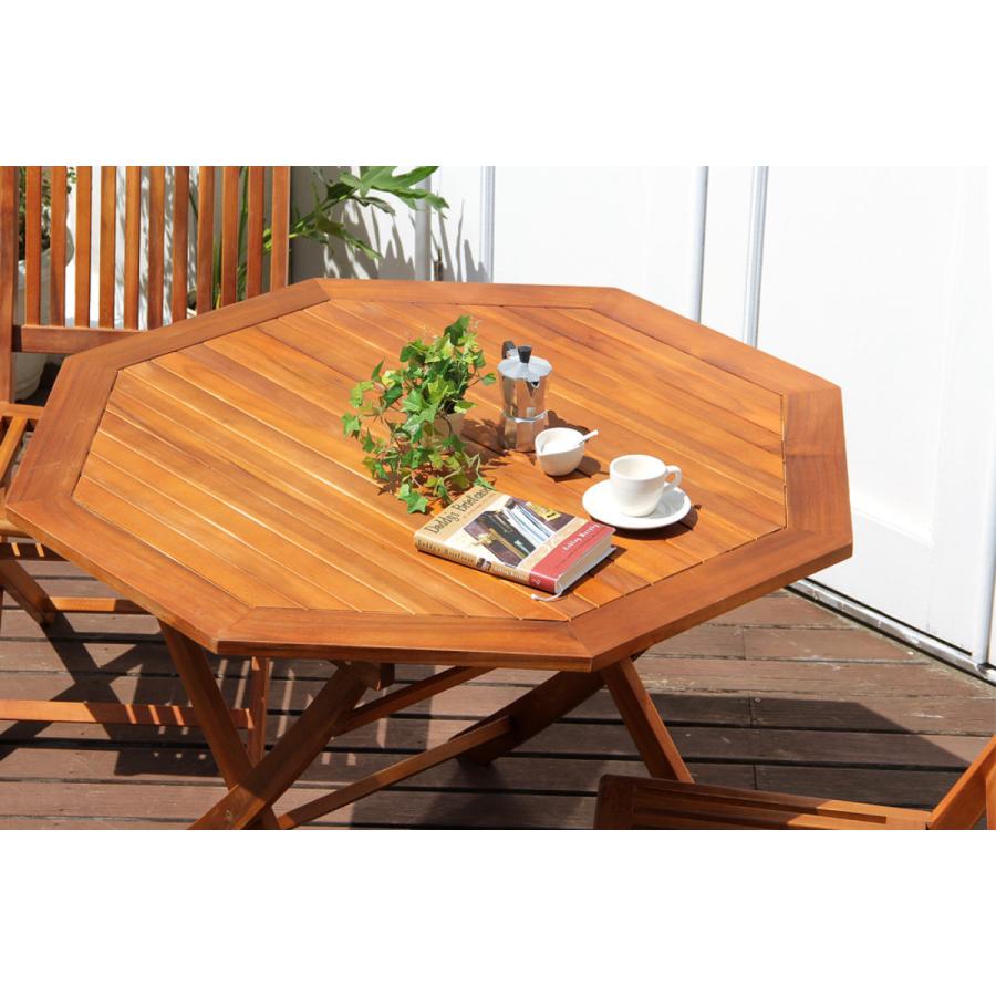 ガーデンテーブル 八角テーブル FLEUR 幅110cm 木製 （ テーブル ガーデン 庭 八角形 木 折りたたみ 机 天然木 ）｜interior-palette｜04