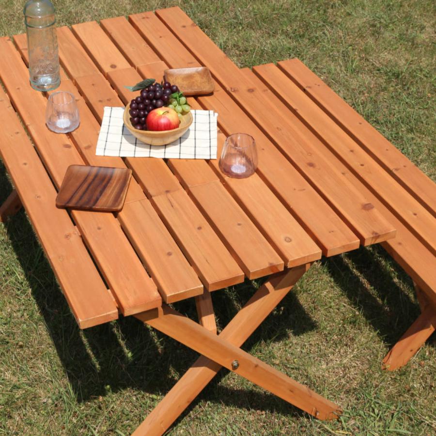 ガーデンテーブル 3点セット 杉材 BBQテーブル＆ベンチセット コンロスペース付 木製 （ テーブル ガーデンチェア ガーデン 庭 木 机 ベンチ バーベキュー用 ）｜interior-palette｜17