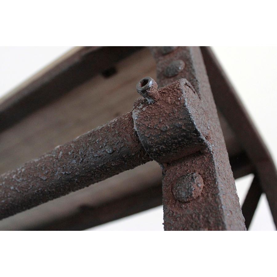 純正特価 ラダーシェルフ インダストリアル調 古材 錆フレーム はしご付 幅160cm （ ラダー シェルフ 収納 天然木 ディスプレイ はしご 錆エイジング ）