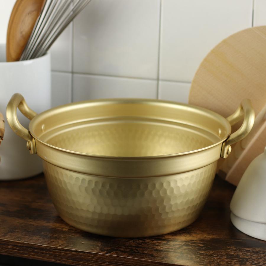 北陸アルミニウム 特典付き 両手鍋 15.5cm 小伝具 アルミ段付鍋 木蓋付