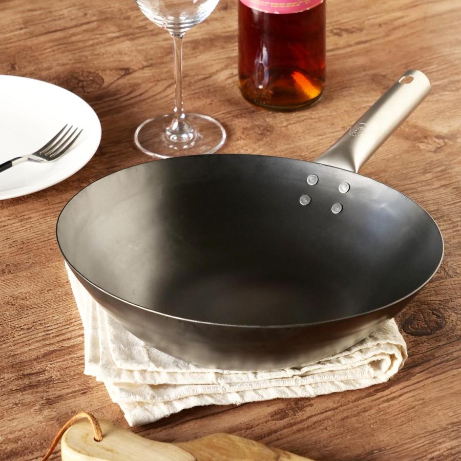 特典付き 鉄フライパン 27cm 深型 チタン柄 HANAKO+a 打出し窒化加工