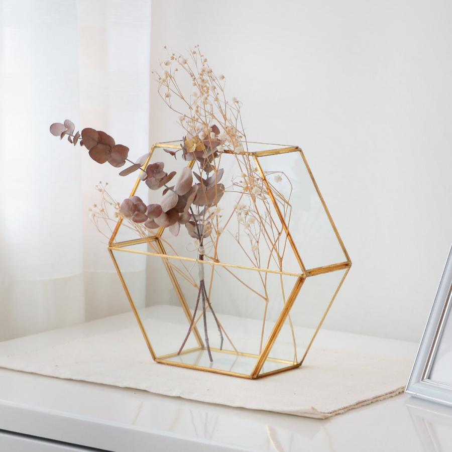 フレーム型フラワーベース 花瓶 フレームベース ヘキサゴン （ 花びん 花器 フラワーベース