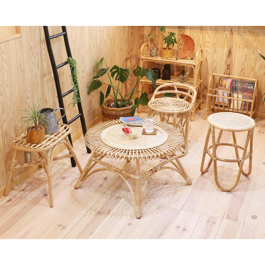 ラウンドスツール ラタン 天然素材 （ 籐 スツール 丸椅子 イス ラタン