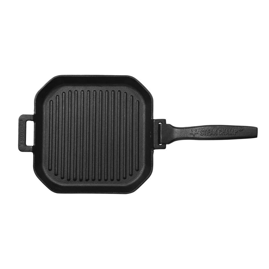 グリルパン STEAK CHAMP CAST IRON GRILLING PAN 26cm 四角 取っ手 取り外し （ フライパン グリル 鉄