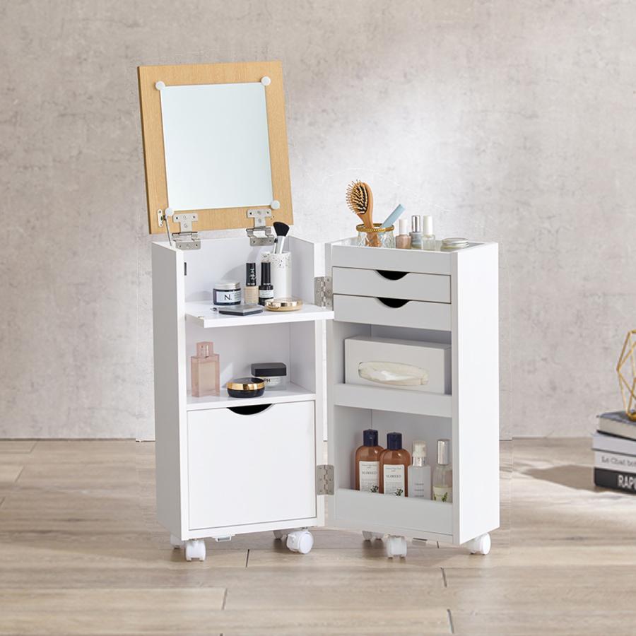 HAGiHARA ドレッサー ワゴン 幅30.5〜62cm 折りたたみ （ 鏡台 コスメ