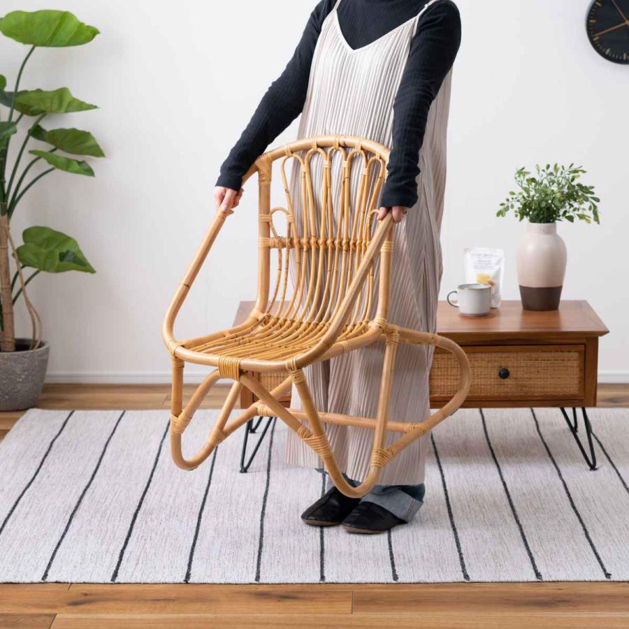 ラタンチェア(完成状態)【美品】 東谷 籐 ラタンチェア 軽量 座面高35cm 完成品 （ ラタン チェア 椅子