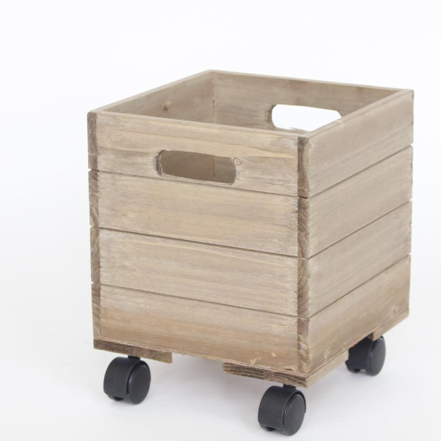 キャスターボックス S 木製 収納ボックス （ 幅22×奥行22×高さ21.5cm 収納 キャスター付き 木箱 木製ボックス ウッドボックス 持ち手付き 正方形 ）｜interior-palette｜06