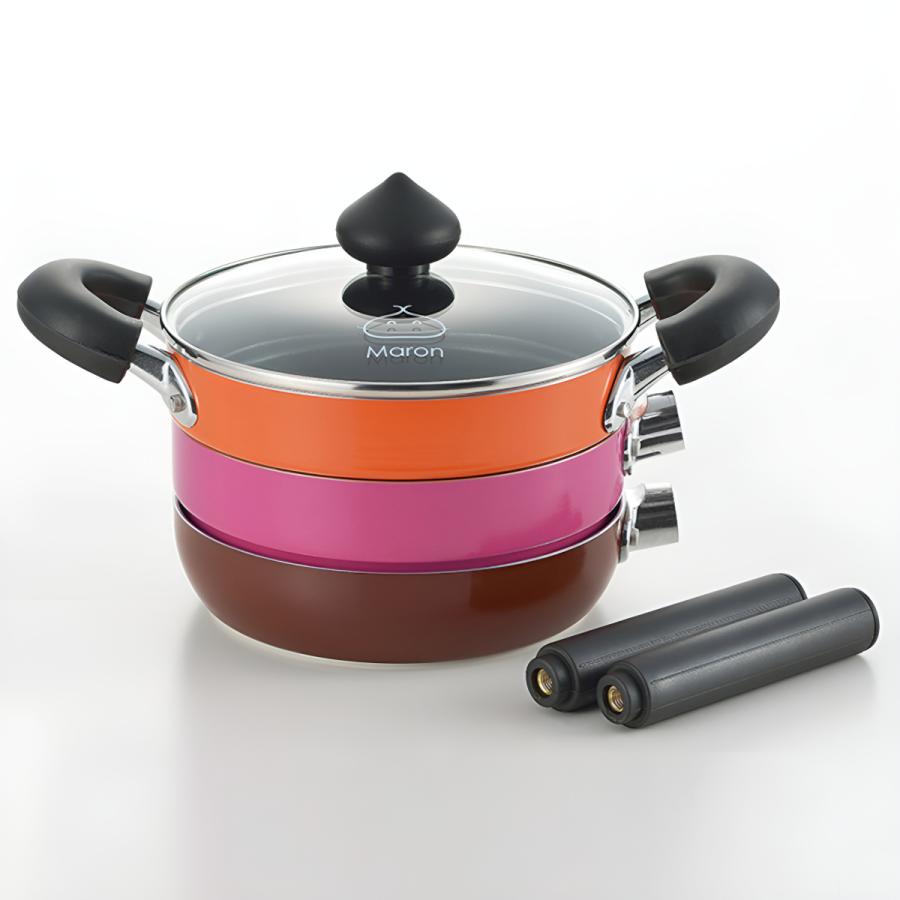 タマハシ 鍋 フライパン 6点セット 18cm IH対応 コンパクトマロン