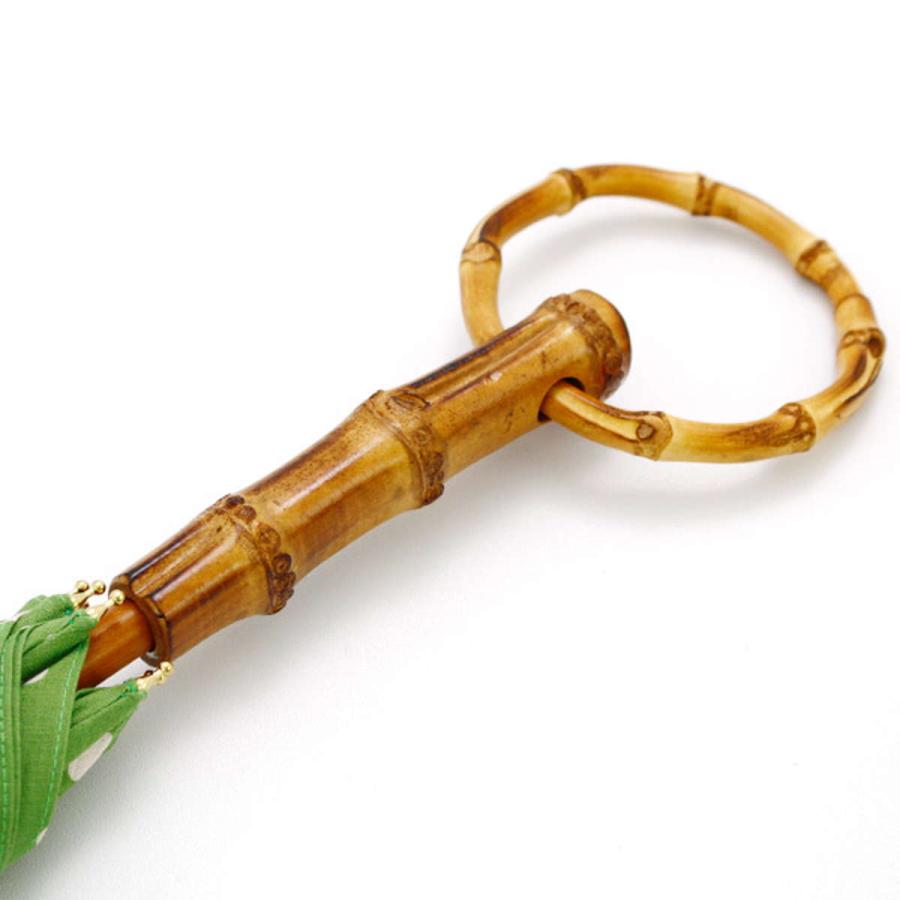 SUR MER（シュールメール） 日傘 綿麻シーチング水玉 長傘 グリーン