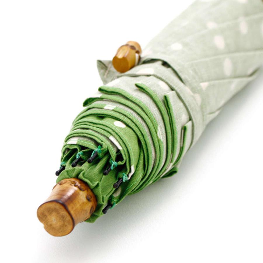 SUR MER（シュールメール） 日傘 綿麻シーチング水玉 折りたたみ