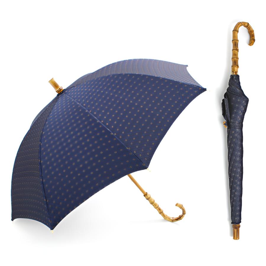 日傘 SUR MER 先染め形状記憶ジャガード 小紋柄 長傘 日本製 （ sur mer シュルメール 傘 かさ 形状記憶 小紋 UVカット おしゃれ アンブレラ 紫外線カット 紫外線防止 先染め 和柄 天然木 ） SUR MER（シュールメール） 先染め形状記憶ジャガード小紋柄 長傘