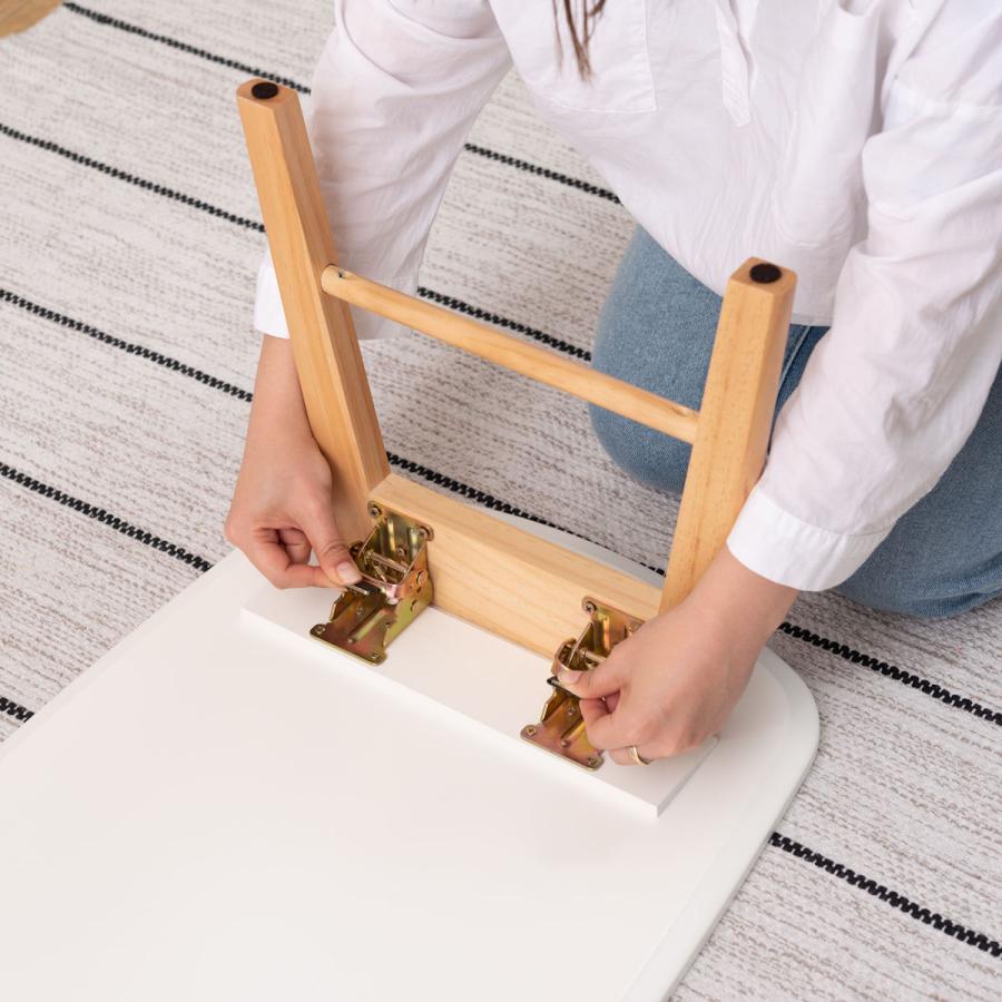 テーブル 幅90cm 棚付き 天然木 （ ローテーブル リビングテーブル センターテーブル 折り畳み 完成品 ） 【ボウイ】