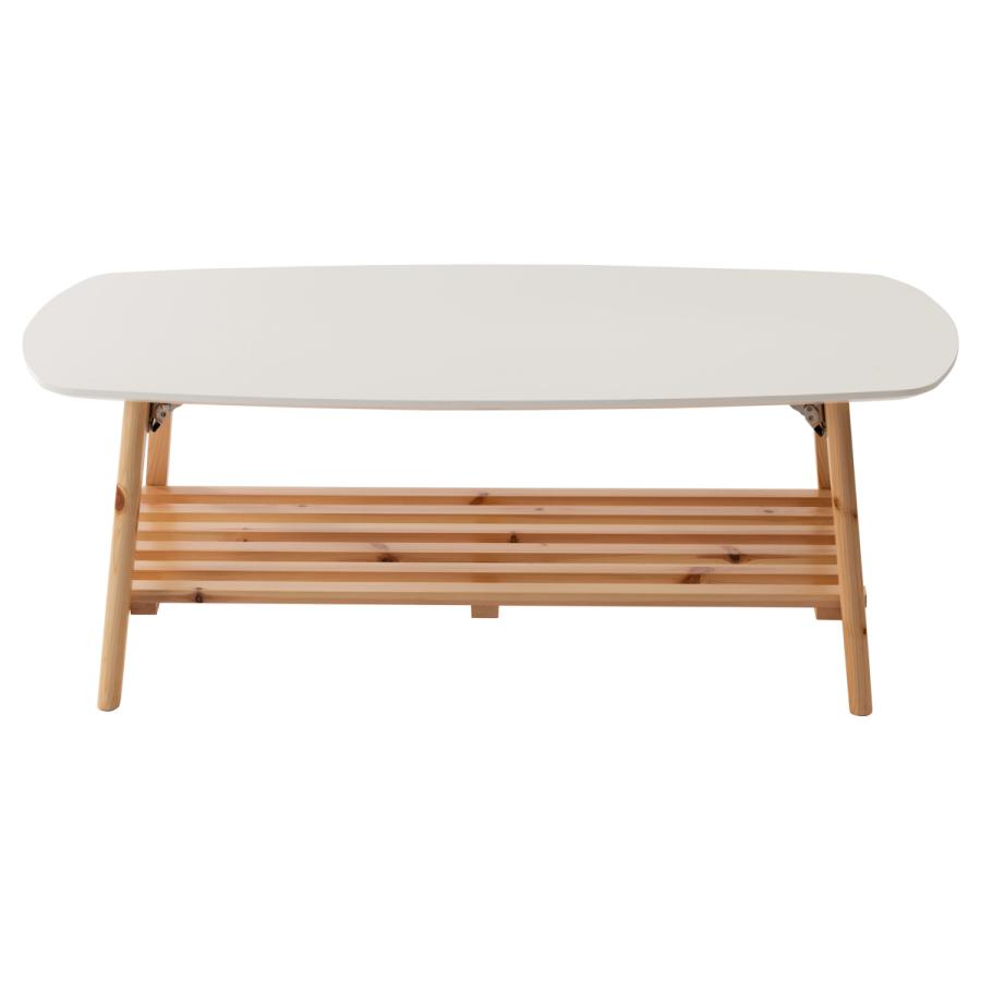 東谷 折りたたみ テーブル 幅90cm 棚付き 天然木 （ ローテーブル