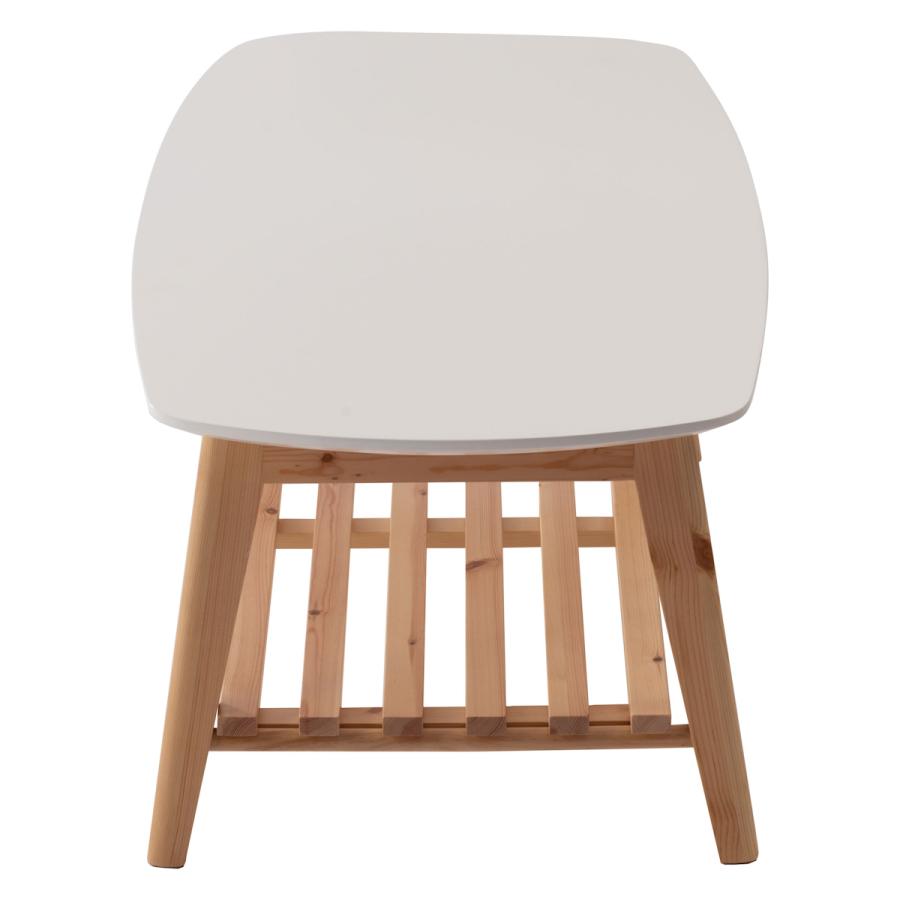 東谷 折りたたみ テーブル 幅90cm 棚付き 天然木 （ ローテーブル