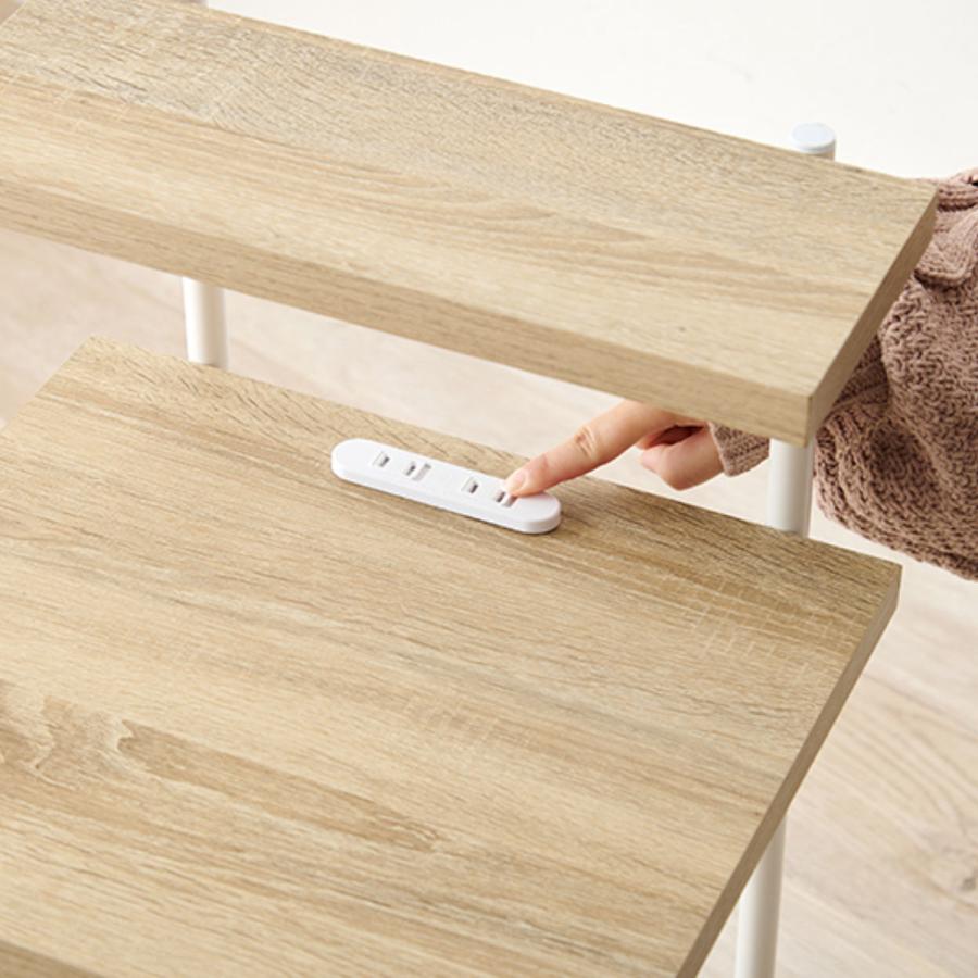 HAGiHARA（萩原） サイドテーブル 高さ70cm ラタン調 棚付き （ ナイト