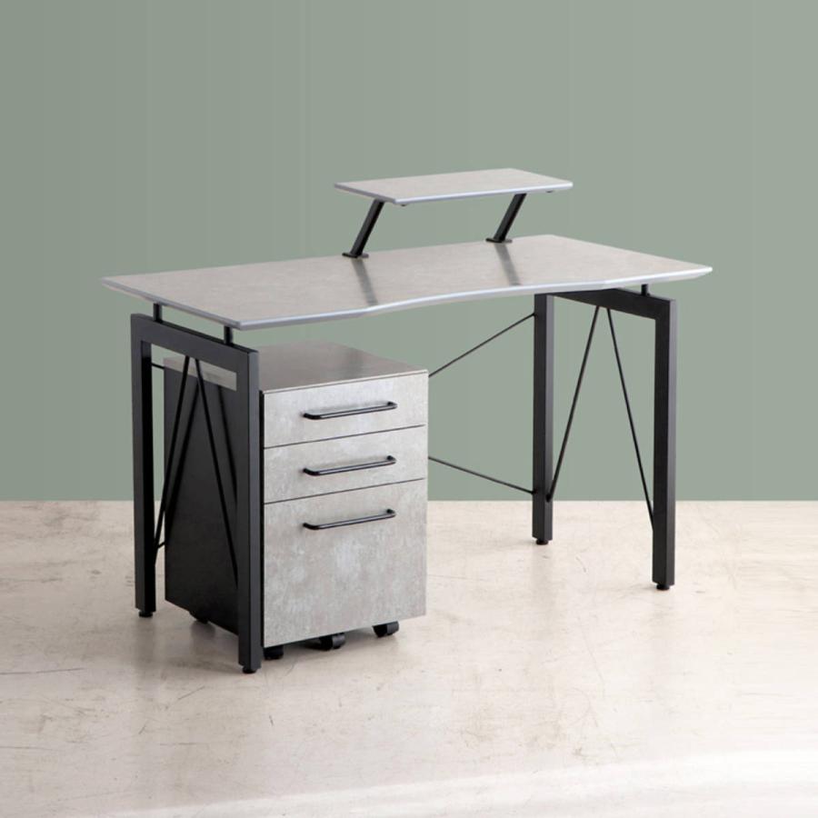東馬（Tohma） ワークデスク 幅120cm 上棚付き コンクリート調