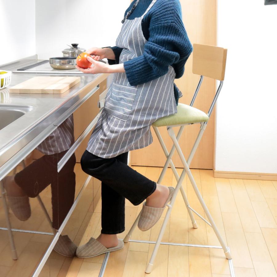 ルネセイコウ 折りたたみ椅子 ハイタイプ 座面高75cm 背もたれ付