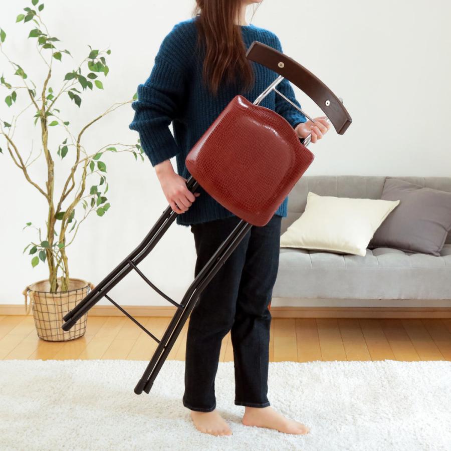 ルネセイコウ 折りたたみ椅子 座面高73.5cm ハイタイプ 背もたれ付