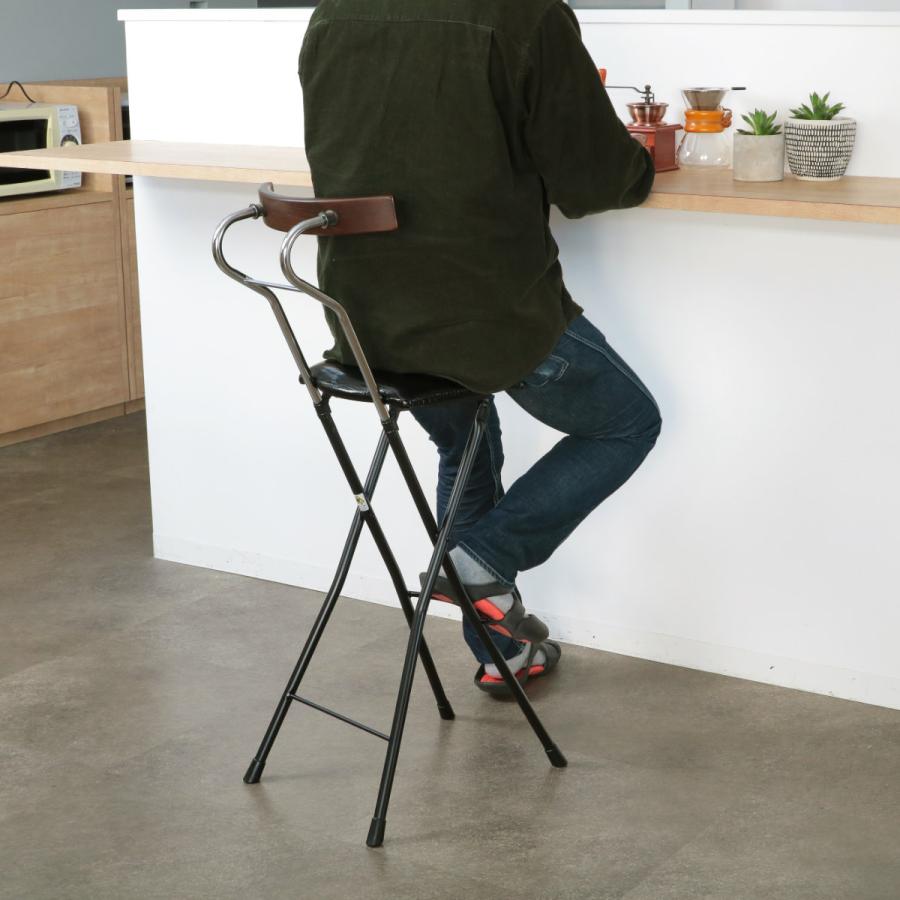 ルネセイコウ 折りたたみ椅子 座面高73.5cm ハイタイプ 背もたれ付
