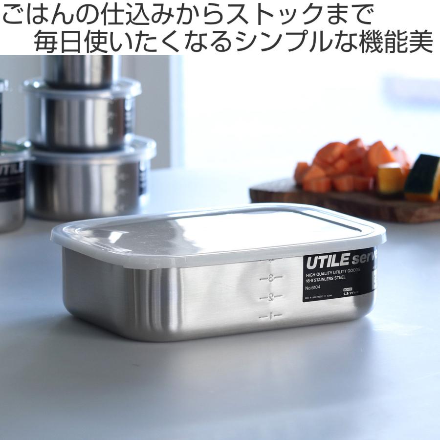 アレッシイ　ステンレス　保存容器　2個　美品 工房アイザワ 保存容器 2L UTILE 目盛付大型角長容器浅型 S （ aizawa
