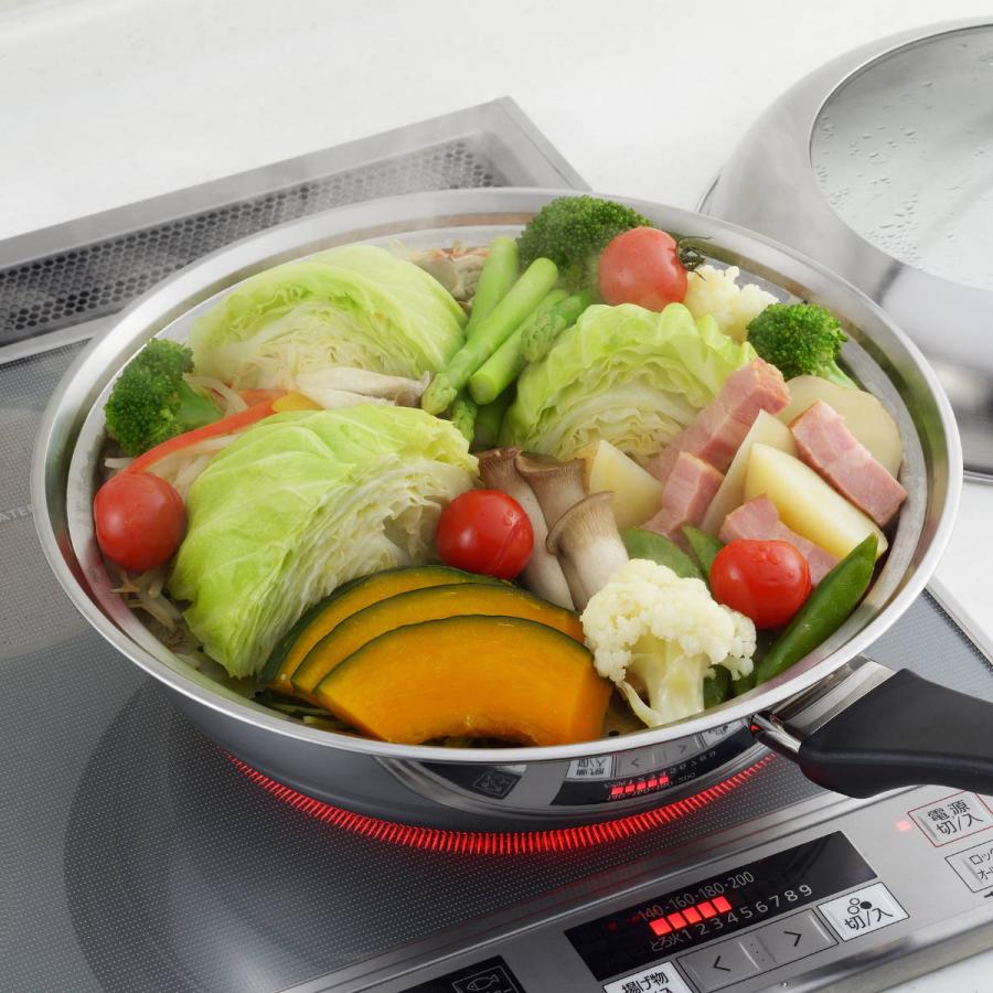 ヨシカワ フライパン用蒸し器 28〜30cm用 ガラス蓋付き 日本製