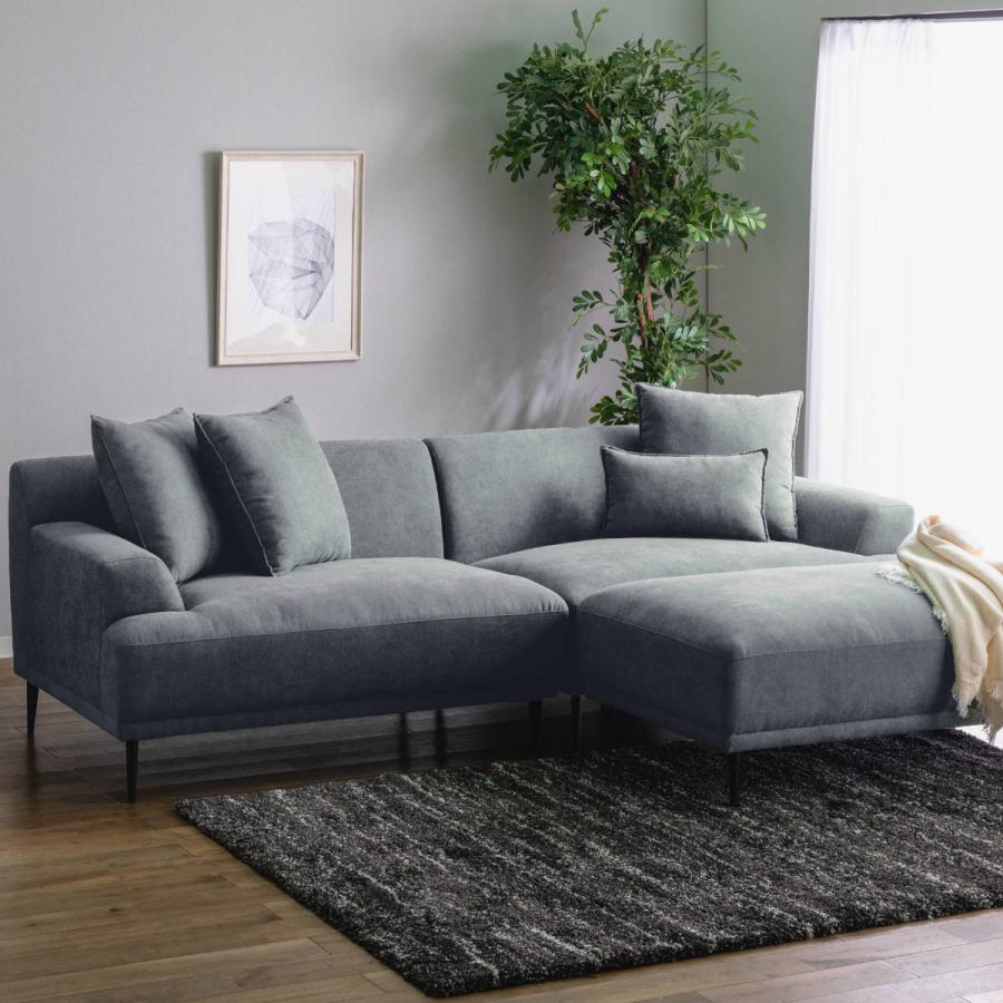 コーナーソファ コンパクト ロータイプ スツール クッション付き