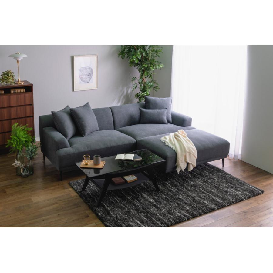 コーナーソファ コンパクト ロータイプ スツール クッション付き