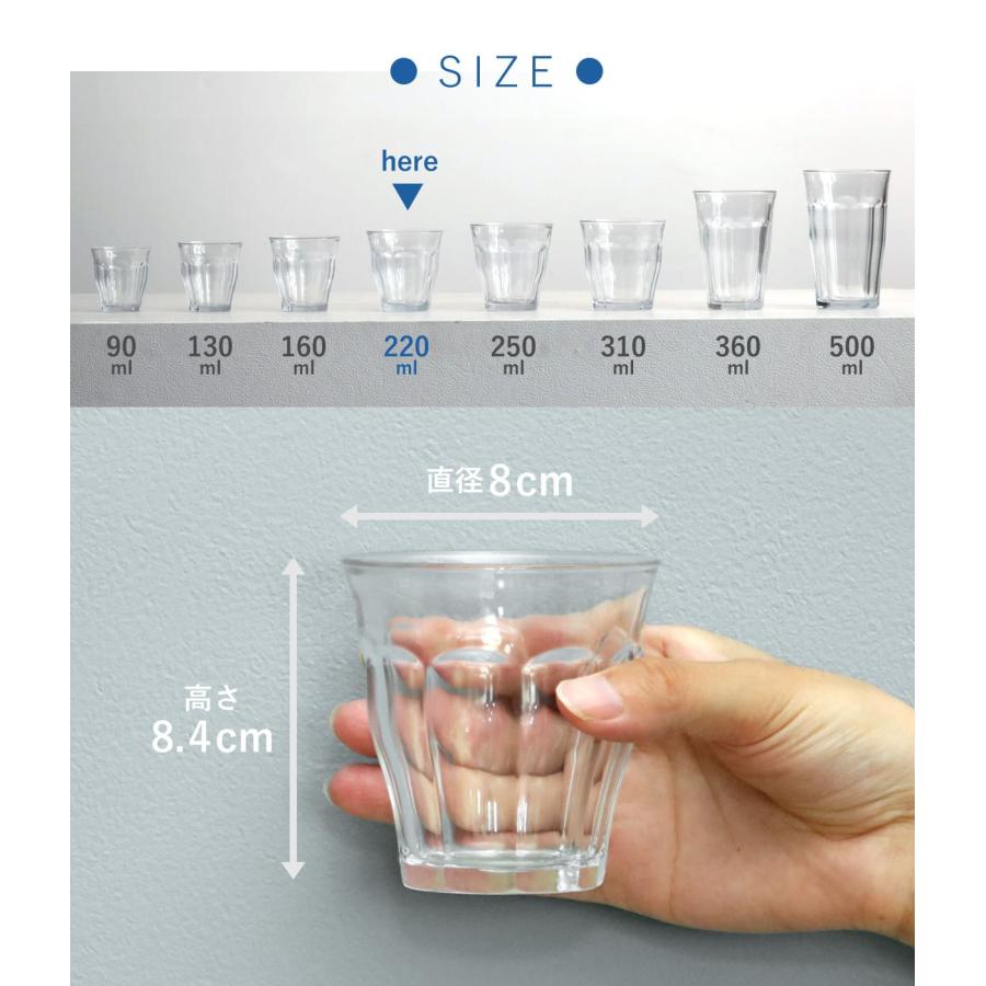 DURALEX デュラレックス ピカルディ グラス 220ml （ PICARDIE コップ 食洗機対応 電子レンジ対応 食器 ガラス ガラスコップ 強化ガラス ガラス製 ） | DURALEX | 12