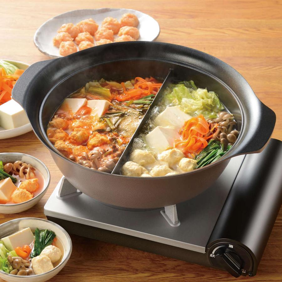 尺3卓上膳 和平フレイズ 卓上鍋 30cm 仕切り付き スキップタイム 二食鍋 （ IH