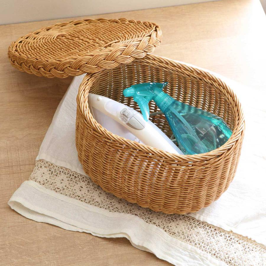 大きなバスケット☆かご☆蓋付☆2ハンドル