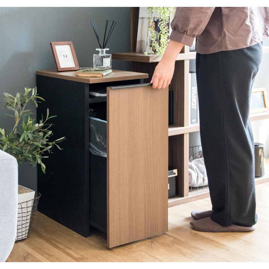 45L 黒×茶 アメリカン ダストボックス お洒落 分別 木製 男前