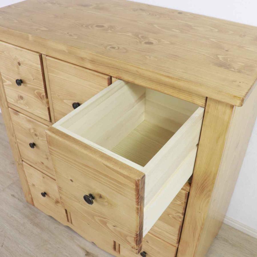 チェスト 3段9杯 多引出し カントリー調 パイン材 幅90cm （ 収納 家具