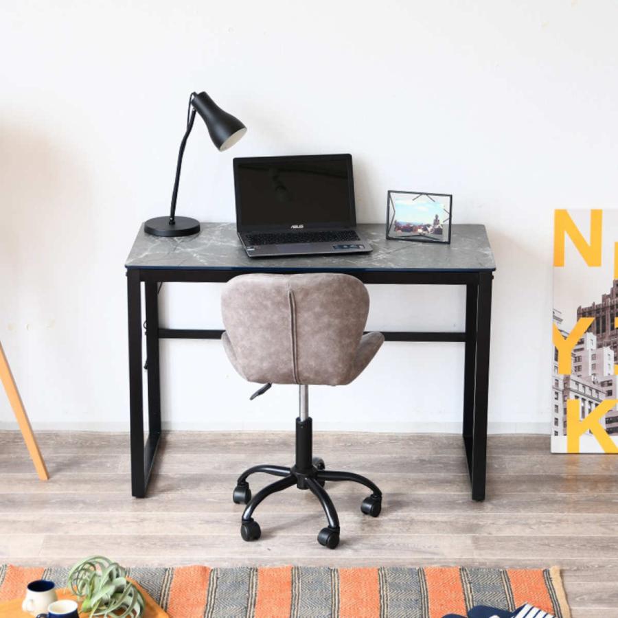 ガラスと大理石柄のパソコンデスク ガラスと大理石柄のパソコンデスク